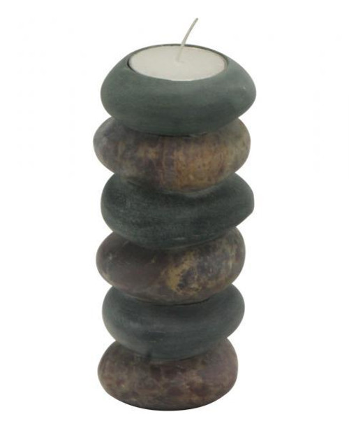 Candle Holder - Stone Stacked Tall Candle Holder - Stone Stacked Tall