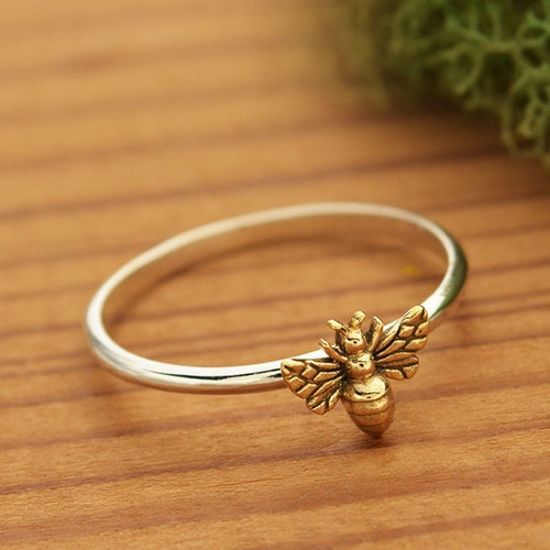 Ring - Tiny Bronze Bee Ring - Tiny Bronze Bee