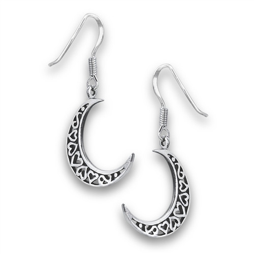 Earrings - Moon/Half w/ Hearts