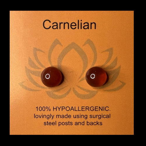 Gemstone Earrings - Carnelian/Cabochon/8mm Gemstone Earrings - Carnelian/Cabochon/8mm