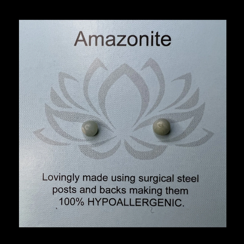 Mini Gemstone Earrings - Amazonite/Cabochon/4mm Mini Gemstone Earrings - Amazonite/Cabochon/4mm