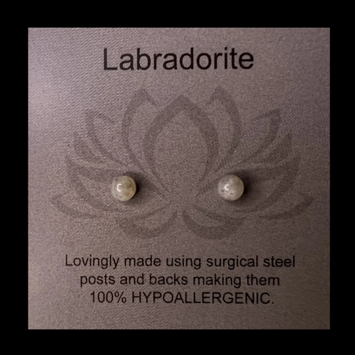 Mini Gemstone Earrings - Labradorite/Cabochon/4mm Mini Gemstone Earrings - Labradorite/Cabochon/4mm
