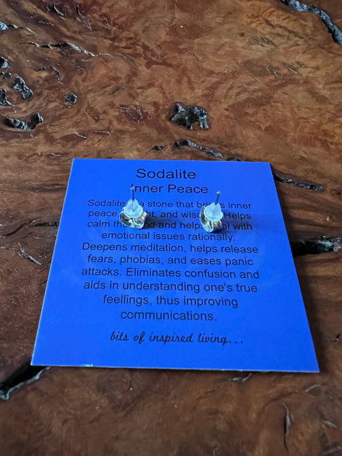Mini Gemstone Earrings - Sodalite/Cabochon/4mm Mini Gemstone Earrings - Sodalite/Cabochon/4mm