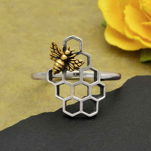 Ring - Honeycomb w/ Bronze Bee Ring - Honeycomb w/ Bronze Bee
