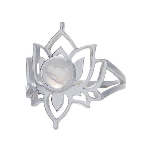 Sale Ring - Lotus Flower/Rainbow Moonstone Sale Ring - Lotus Flower/Rainbow Moonstone
