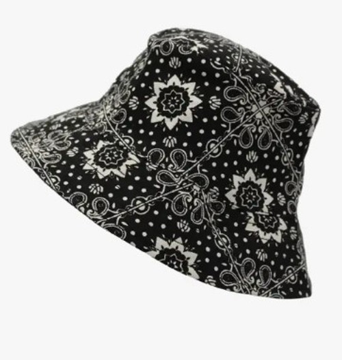 Hat - Bucket w/ Stars & Paisley/Black Hat - Bucket w/ Stars & Paisley/Black