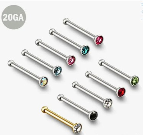 Nose Stud w/ Gem - Peridot