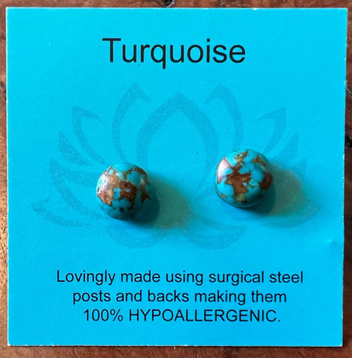 Gemstone Earrings - Turquoise/Cabochon/8mm Gemstone Earrings - Turquoise/Cabochon/8mm