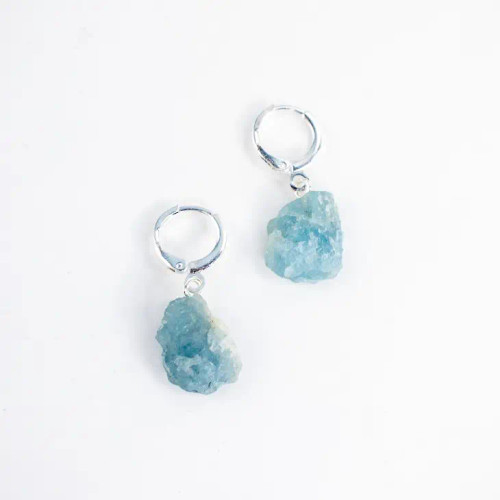 Sale Earrings - Hoop Gemstone/Aquamarine Sale Earrings - Hoop Gemstone/Aquamarine
