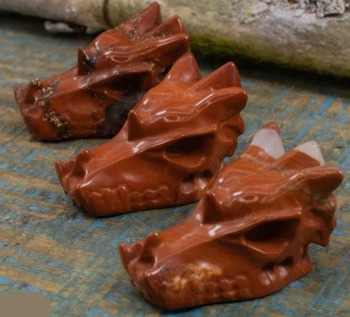 Carved Dragon Head - Red Jasper