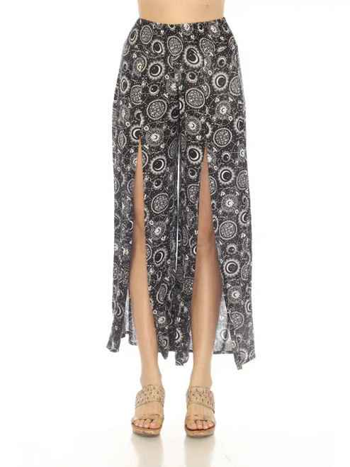 Faux Wrap Pants - Celestial/Black