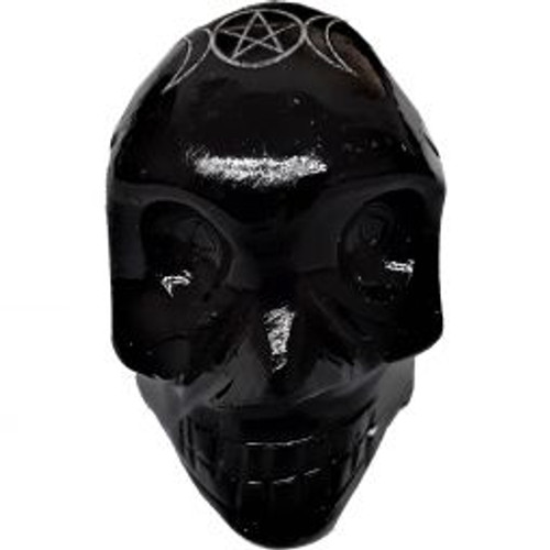 Skull - Black Onyx w/Moon & Pentacle