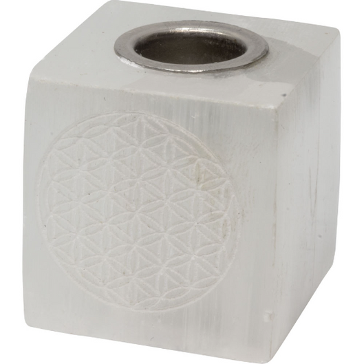 Candle Holder/Mini - Selenite/Flower of Life Candle Holder/Mini - Selenite/Flower of Life