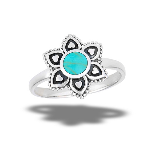 Ring - Aztec Flower w/ Turquoise