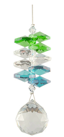 Crystal - Blue & Green Cluster w/ 20mm Clear Crystal