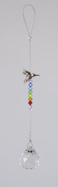 Crystal - Mini Pewter Hummingbird w/ Chakra and Clear Crystal Crystal - Mini Pewter Hummingbird w/ Chakra and Clear Crystal