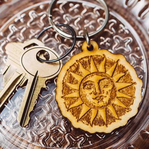 Key Chain - Woodcut Sun