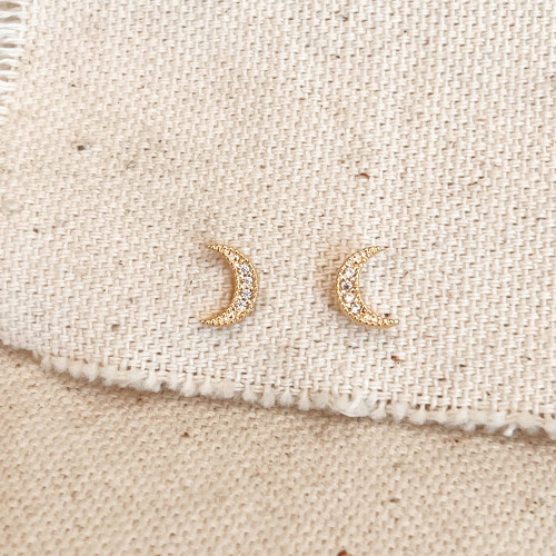Earrings/Gold/Post - Crescent Moon
