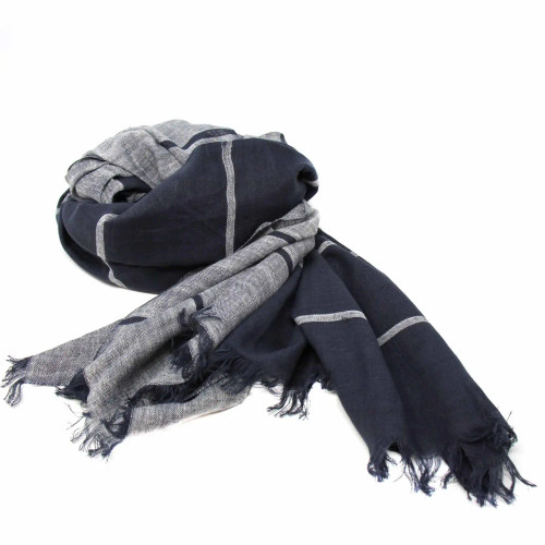 Scarf - Handpainted/Black & Gray Stripes