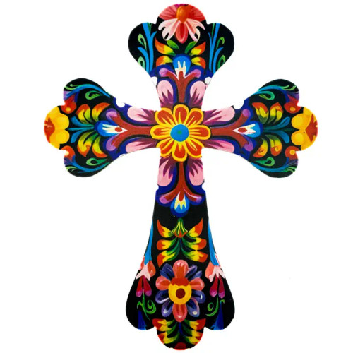 Cross Wall Hanging - Multi Color w/Pink Cross Wall Hanging - Multi Color w/Pink