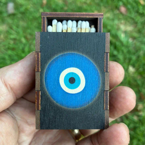 Wooden Matchbox - Evil Eye