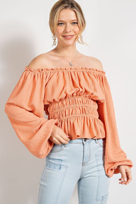 Shirt - Off Shoulder/Coral