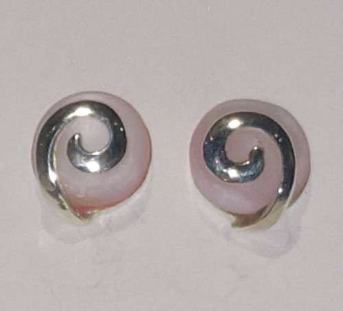 Earrings - Shell with Silver Swirl