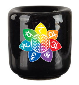 Candle Holder/Mini - Flower of Life w/ 7 Chakras