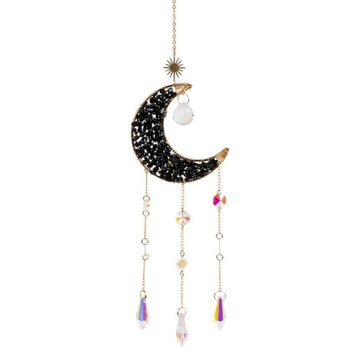 Sun Catcher - Crescent Moon/Black Obsidian