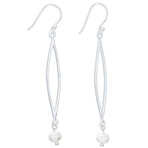 Earrings - Long Oval w/Pearl Drop
