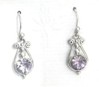Earrings - Fancy Scroll w/ Amethyst