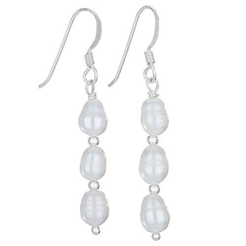 Earrings - Triple Pearl Dangle