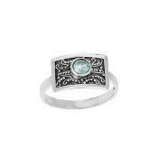 Ring - Rectangle Frame w/ Blue Topaz