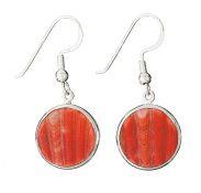 Earrings - Circular Red Shell