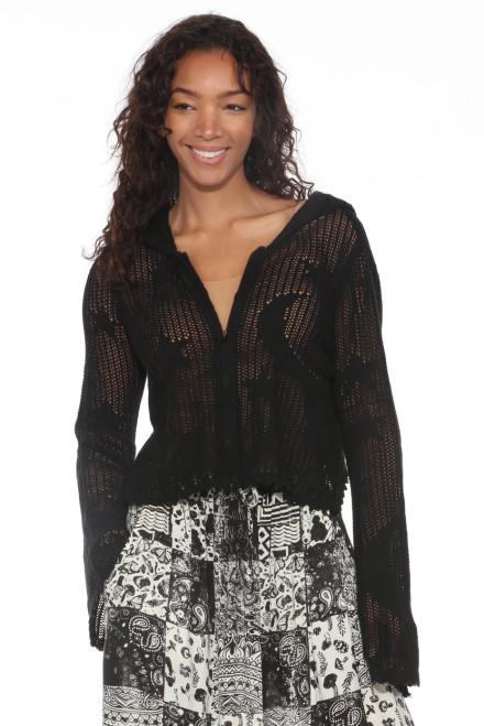 Hoodie - Celestial Lacy Cropped/Black