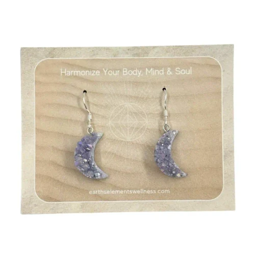 Earring - Moon, Pearl Druzy