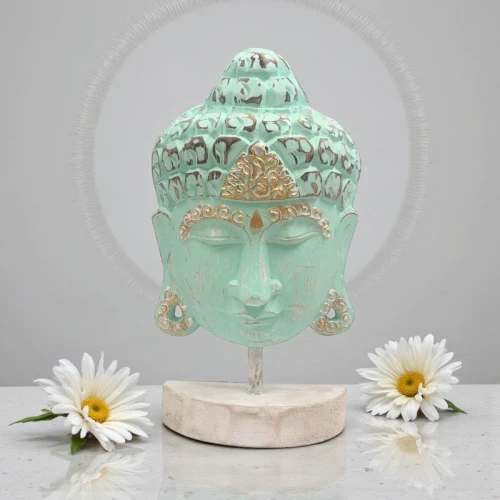 Blue Buddha Head Statue