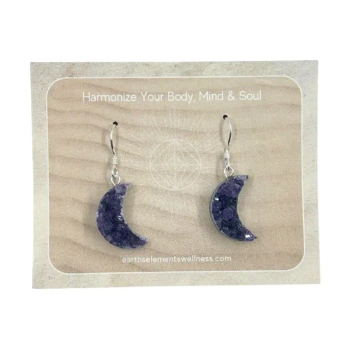 Earring - Moon,  Amethyst