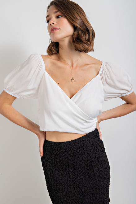 Shirt - Sweetheart Crop Top/White