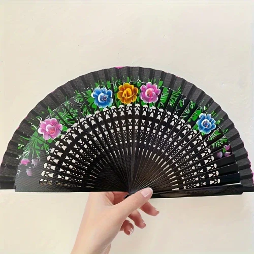 Fan - Hand Painted/Black