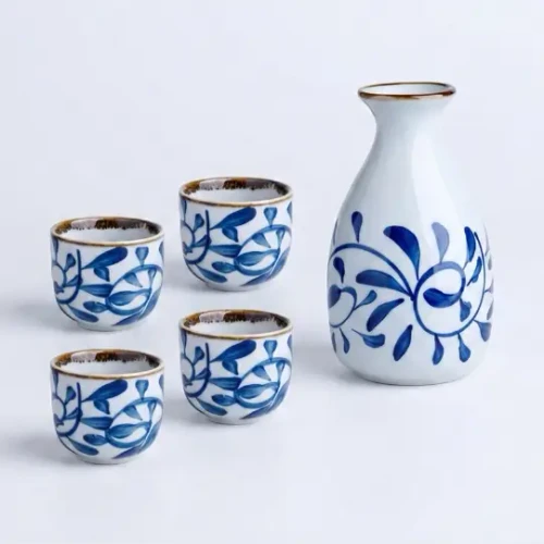 Sake Set - Blue & White/5 Piece Set