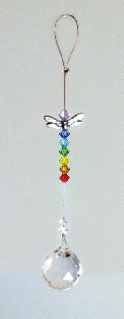 Crystal - Mini Pewter Dragonfly w/ Chakra and Clear Crystal