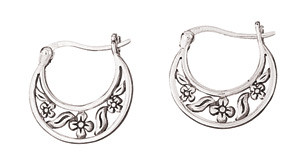 Earrings/Hoop - Flower w/ Hinge