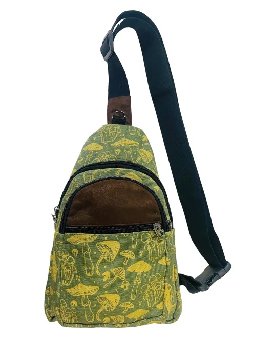 Crossbody Bag - Mushroom Print/Green