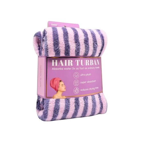 Hair Turban - Striped/Purple