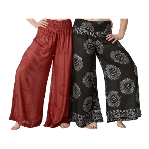 Pants - Om Vibration Comfy Waist Rayon and Cotton Flare Pants