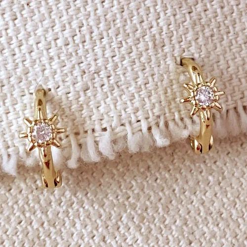 Earrings/Gold/Hoop - Starburst Mini Clicker Hoop Earrings