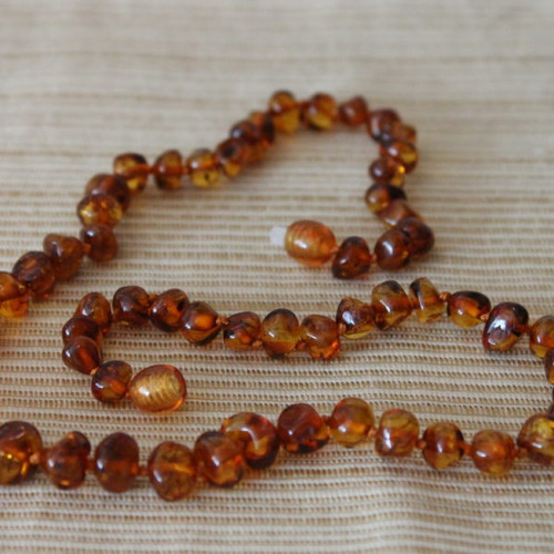 Amber Necklace/Adult 17" - Cognac Baroque