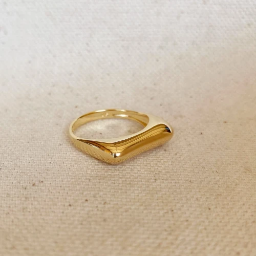 Ring/Gold - Bubble Flat Top Stackable Ring