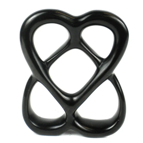 Double Heart/Soapstone/Black - Small/4"